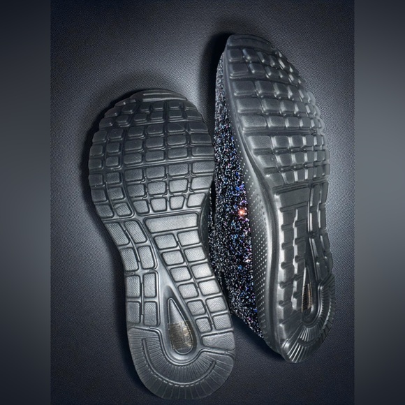 Women 10.5 Glitter Casual Sports Shoes Street Style Sneakers Sparkly Black - Picture 3 of 12